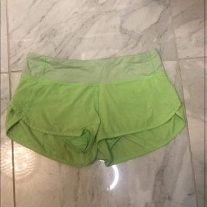 Neon Green lululemon speed up shorts
